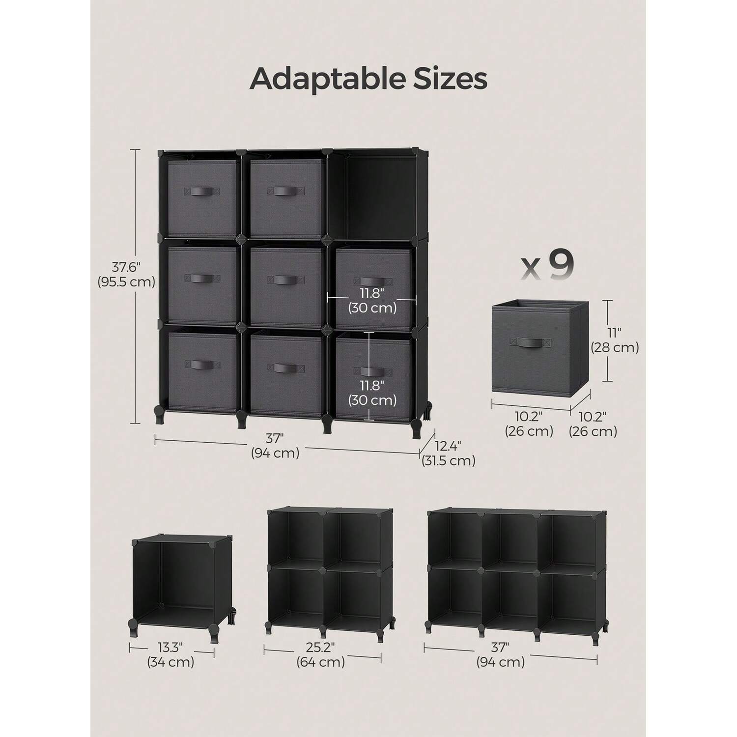 9-Cube Storage Unit with Boxes