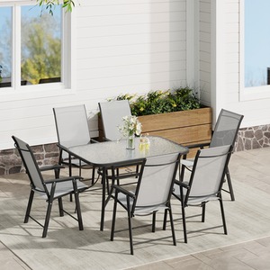 6 Seater Patio Set with Table and Foldable Chairs