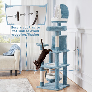 Blue / Particle Board, Plush, Sisal, Foam, Particle Board / 48.5cm Yaheetech Ocean Themed Cat Tree with Sisal Posts shot 9535167