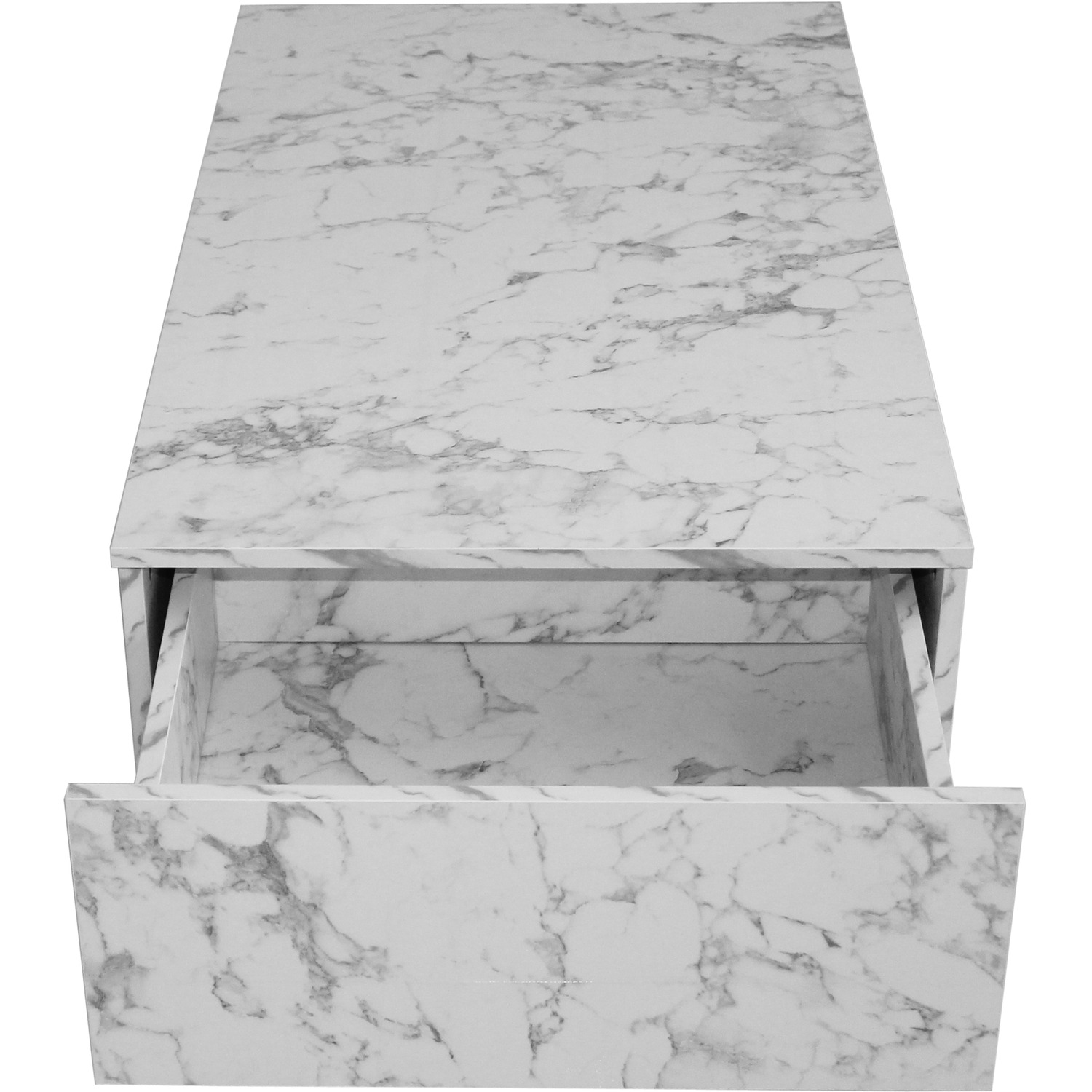 Contemporary Led Coffee Table - White Marble