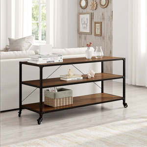 Portable Home Racks 3-Tier Mobile Wooden Storage Rack