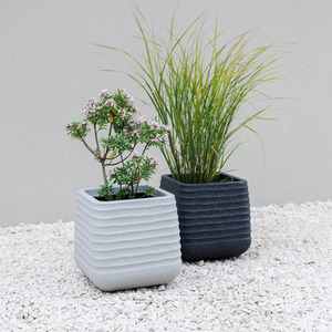Square Ridged Outdoor Planter Garden Flower Pot