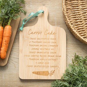 Carrot Cake Recipe Bamboo Serving Board Gift For Bakers