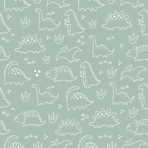 Dinky Dinos Wallpaper in Sage Green
