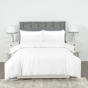 Hotel Quality Stripe Duvet Cover Set White