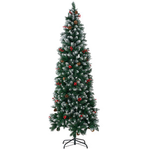 Snow Flocked Artificial Christmas Tree with Foldable Metal Stand