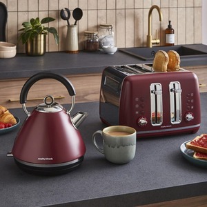Morphy Richards Accents Pyramid Kettle and Toaster Set Rhubarb