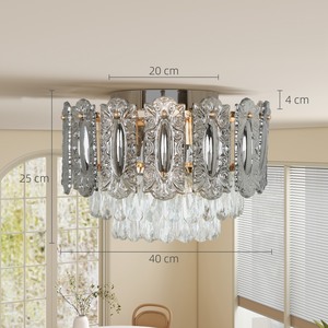 HOMCOM Vintage Chandelier with Dual Crystal Shade