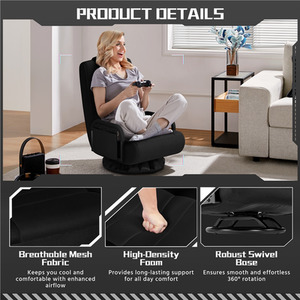 Black Yaheetech Floor Gaming Chair with Adjustable Backrest shot 11544349