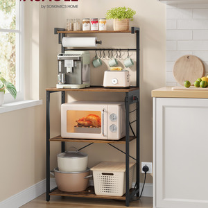 6-Tier Rustic Brown and Black Room Divider Shelf