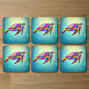 geometric blue water ocean Designer Coaster Set