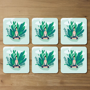 Woman Meditating Designer Coaster Set