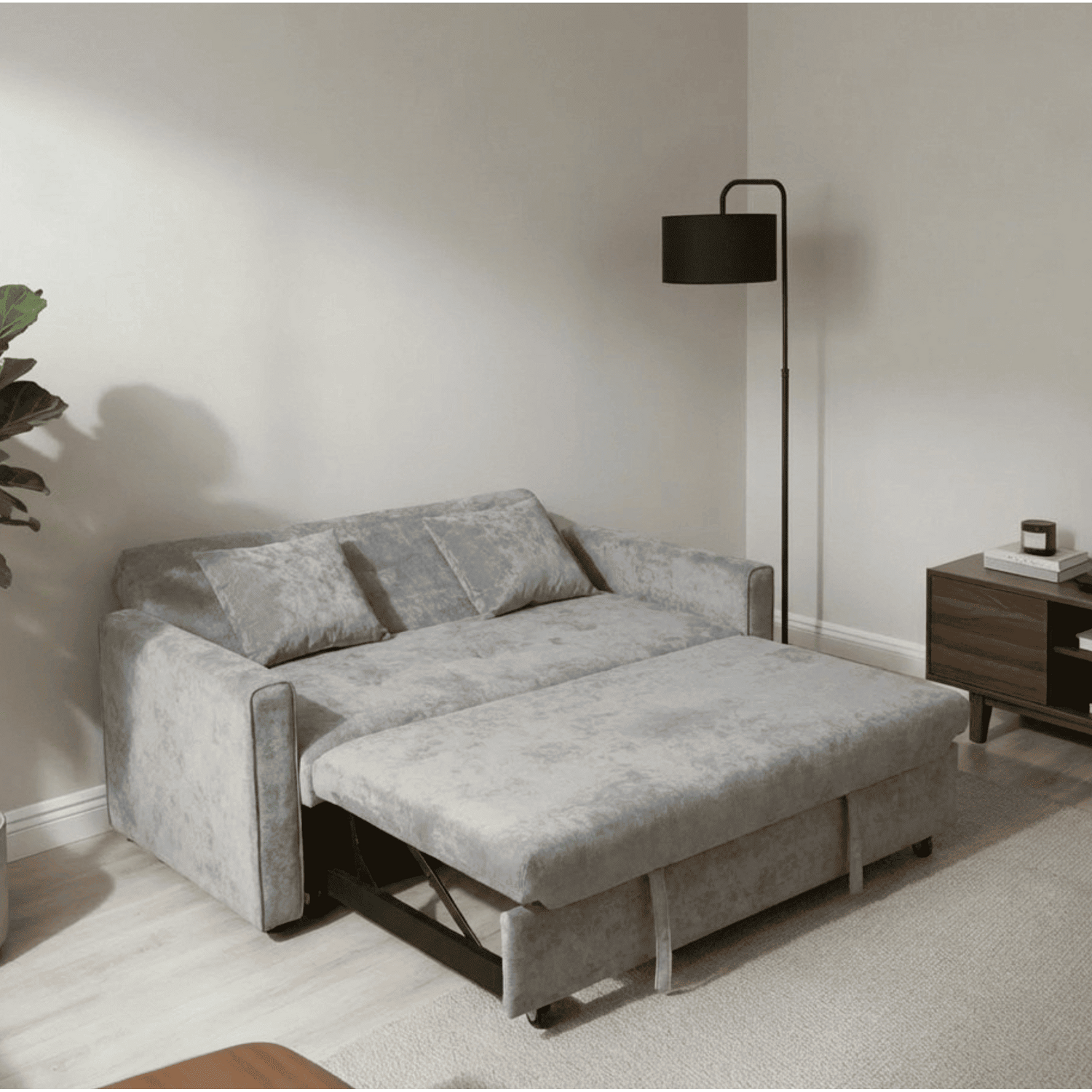 Home Source Charleston 2 Seater Velvet Sofa Bed