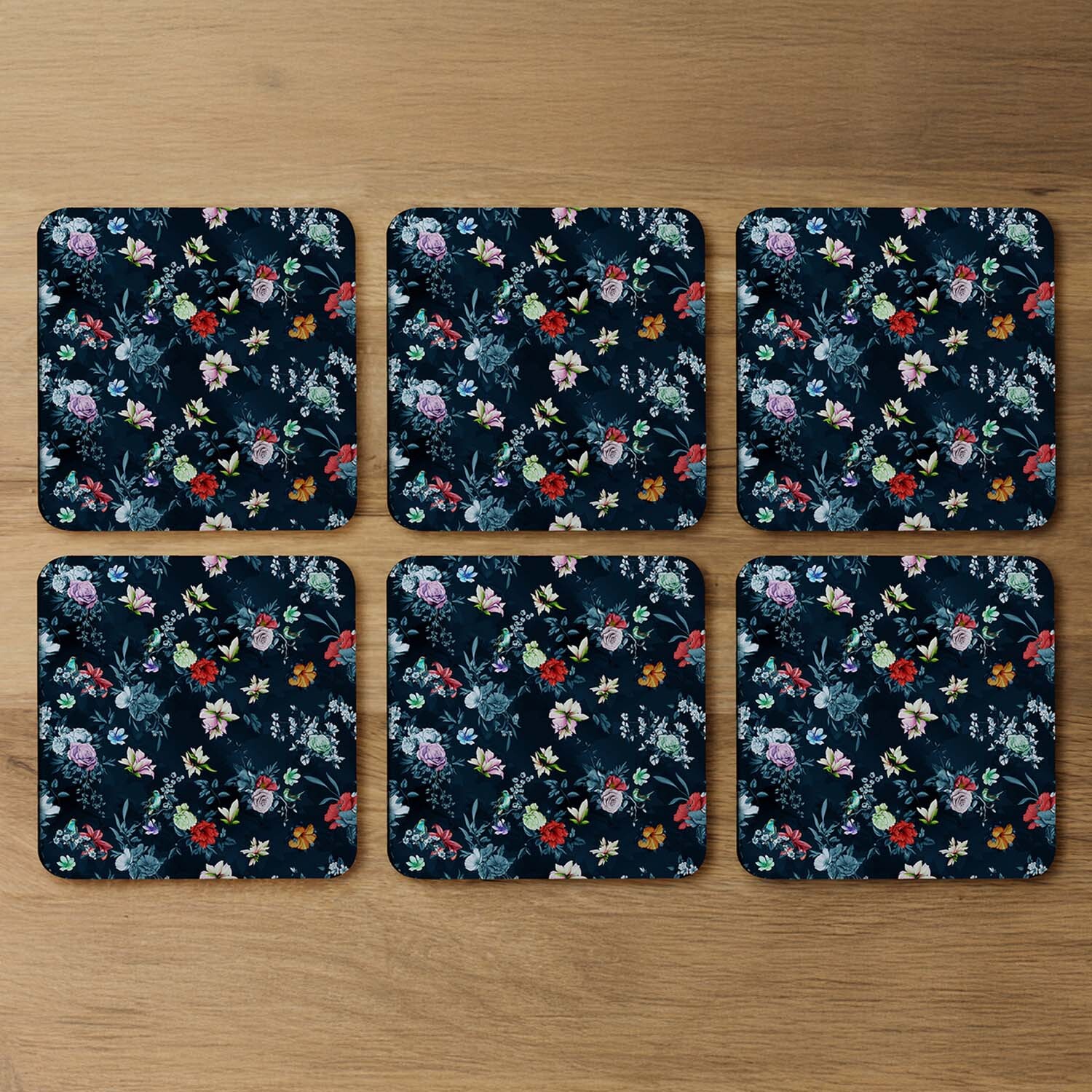 Roses  Other Bright Flowers Coaster - Blue