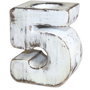 Handmade White-Washed Wooden Birthday Number 5