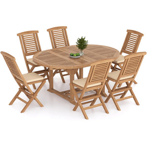 Bruges Teak Garden Dining Table and 6 Seat Chair Set