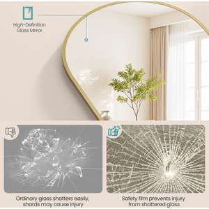 Pale Gold Full Length Mirror, Arched Full Body Floor Mirror with Stand shot 12356114