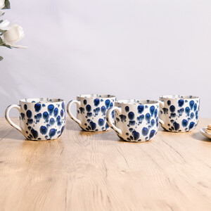 Pack of 4 Blue Speckle Mugs
