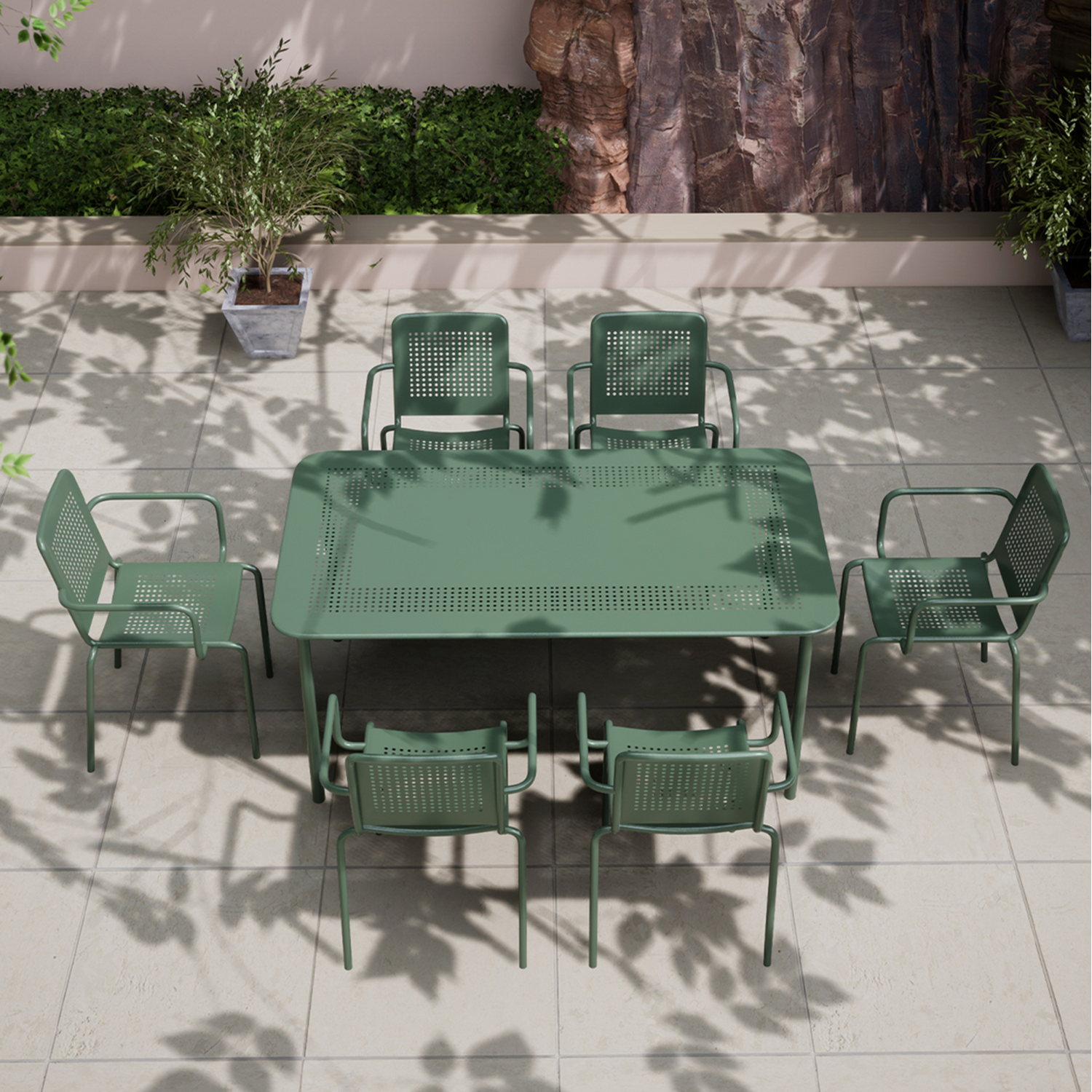 Porto 6 Seater Dining Set - Moss