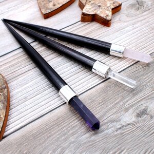 Handcrafted Crystal Healing Wand Rose Quartz Amethyst Rock Quartz