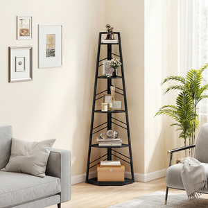 HOMCOM 5-Tier Corner Bookcase, Floor Standing Shelving Unit