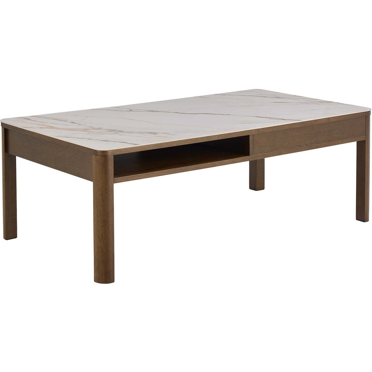 Wyld Haus Rectangular Cream Ceramic Coffee Table with Drawer - Cream