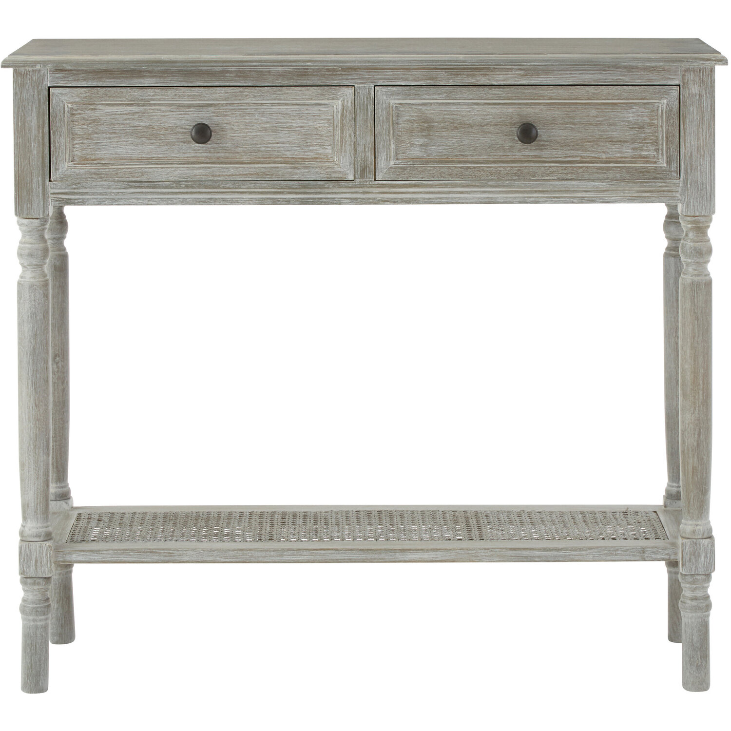 Heritage Two Drawer Grey Wash Rectangular Console Table - Grey