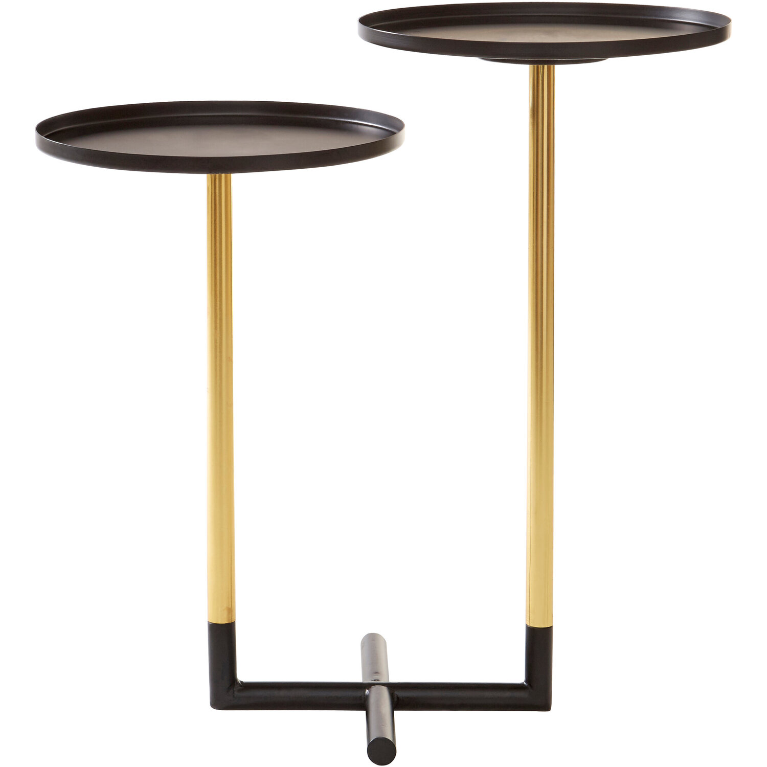 Halle Black and Gold 2 Tier Side Table - Black