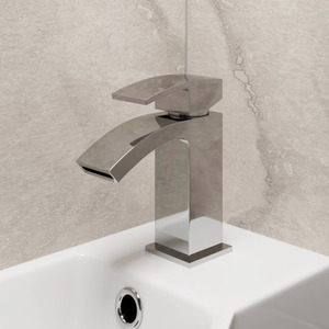 Modern Bathroom Mono Basin Sink Mixer Tap Curved Spout Lever Handle Chrome