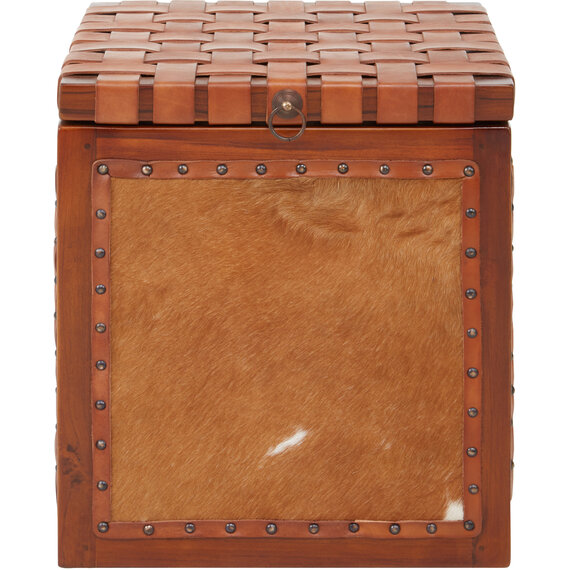 Kendari Hair on Leather Storage Stool
