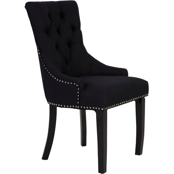Kensington Townhouse Black Linen Studded Dining Chair