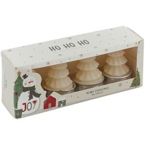 Christmas Tree Shaped Candles - White - Set of 8