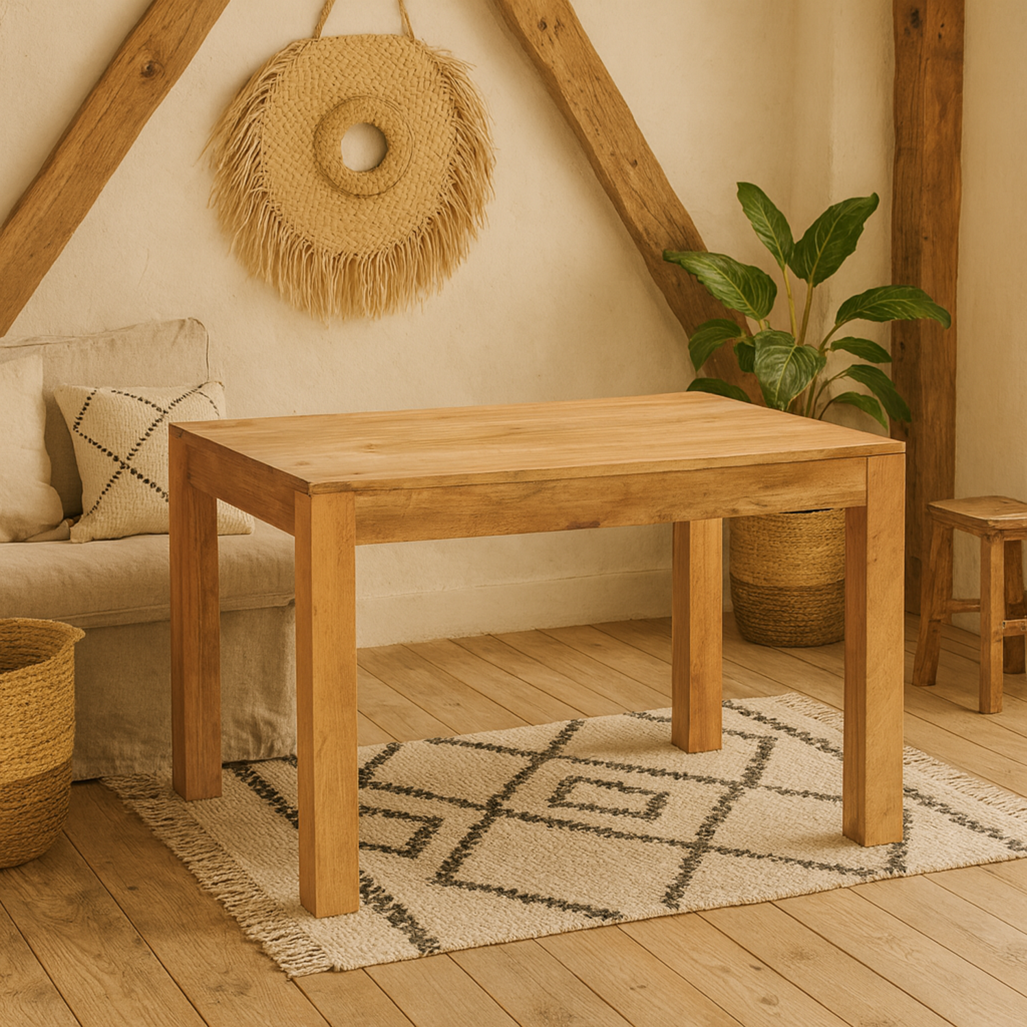 Manila Light Mango Wood Dining Table - Brown