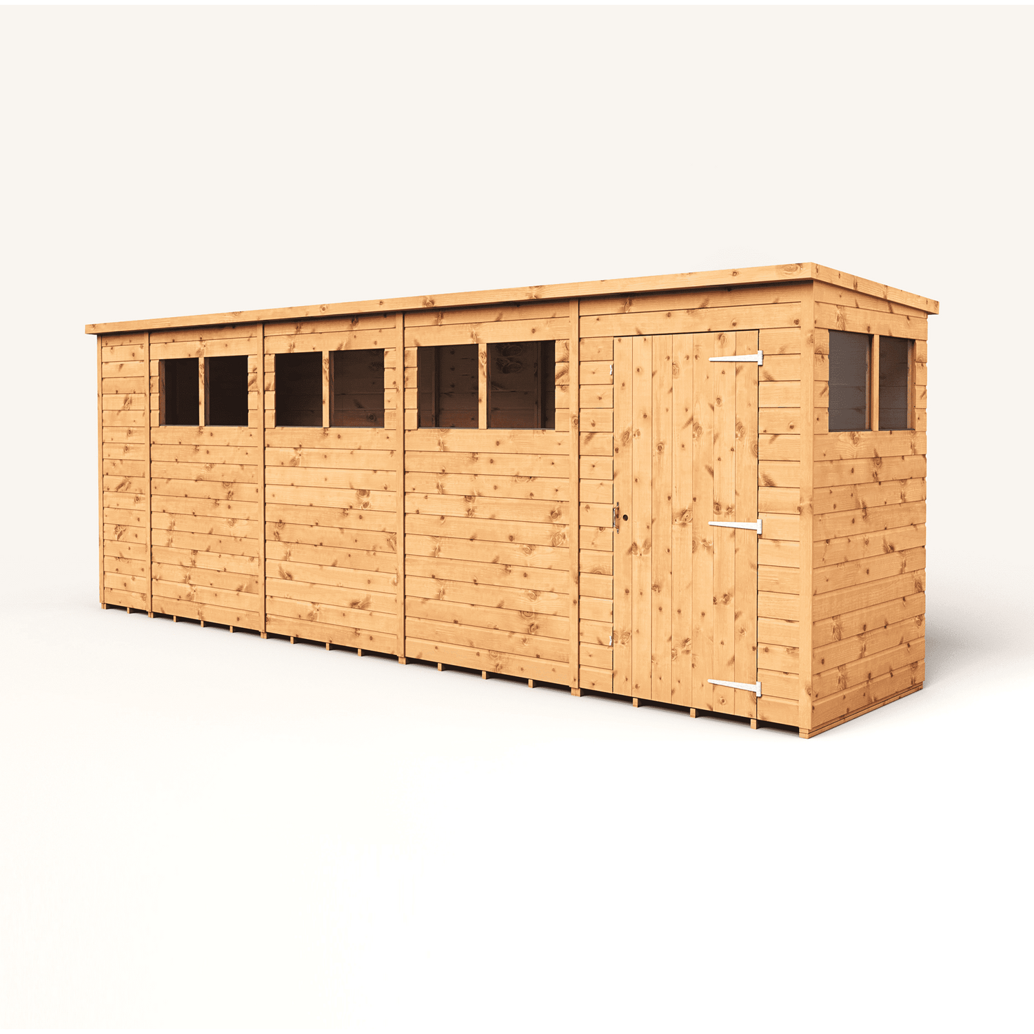 Empire 18x4 Modular Pent Garden Shed with a Single Door & Windows - Brown
