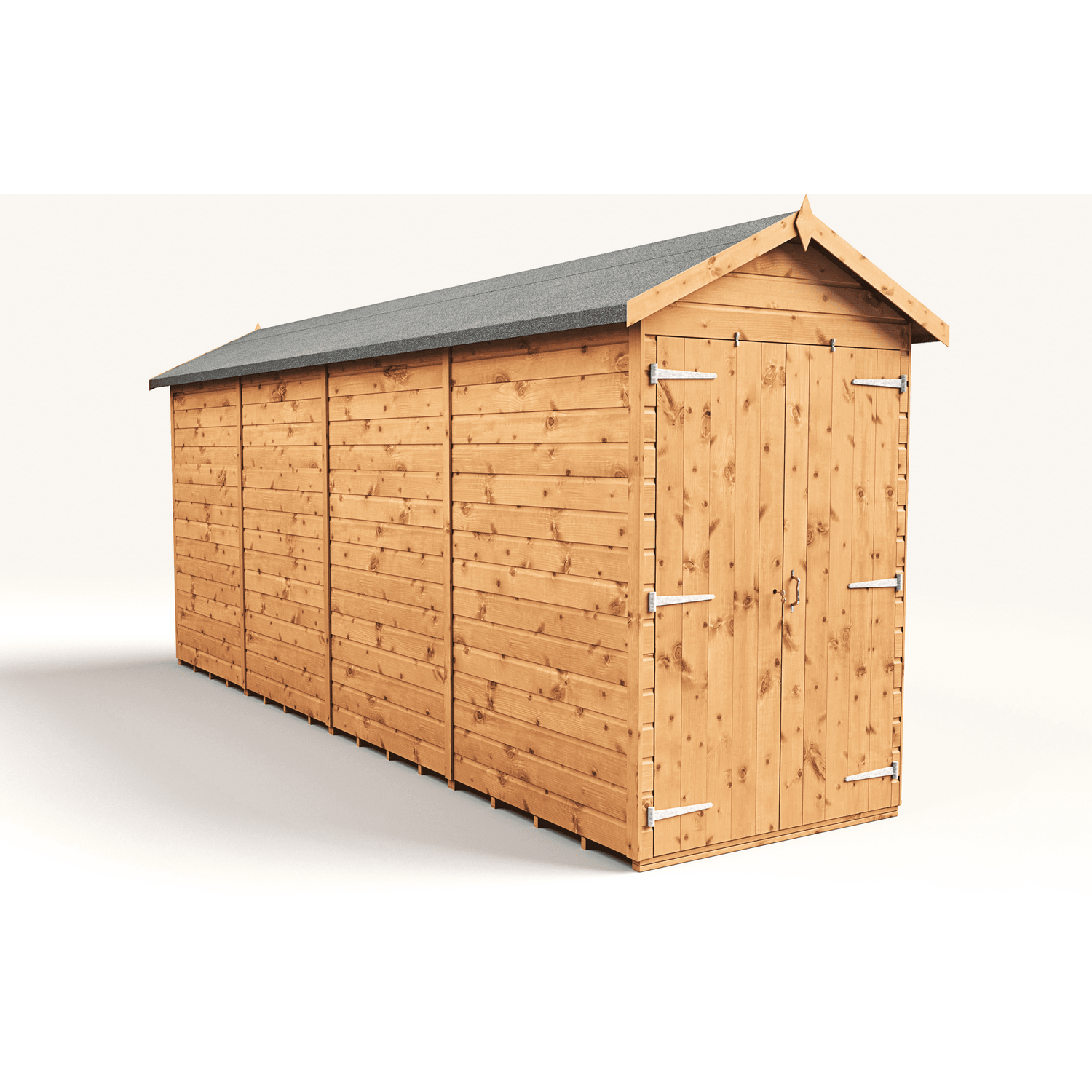 Empire 4x16 Modular Apex Garden Shed with a Double Door - Brown