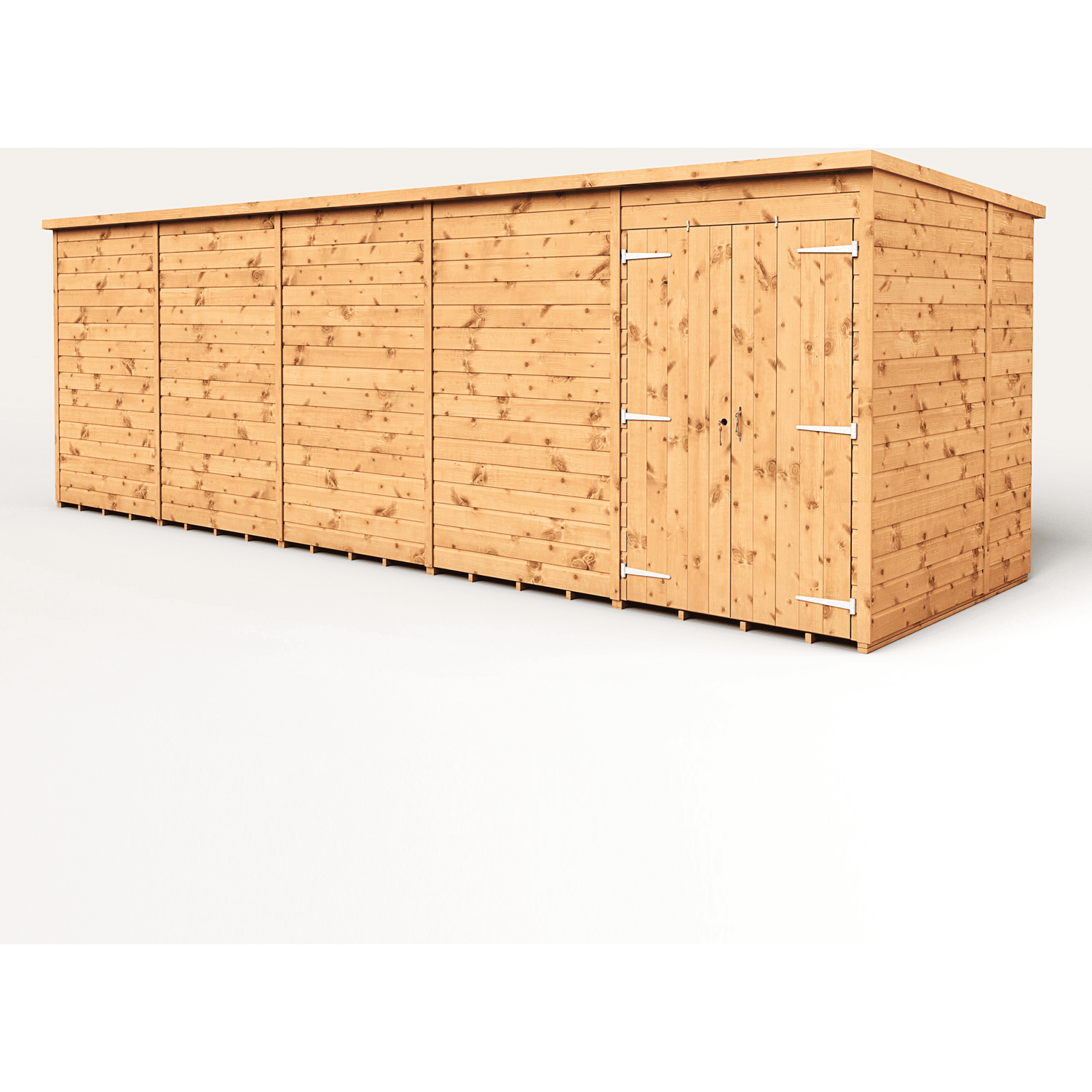 Empire 20x6 Modular Pent Garden Shed with a Double Door - Brown