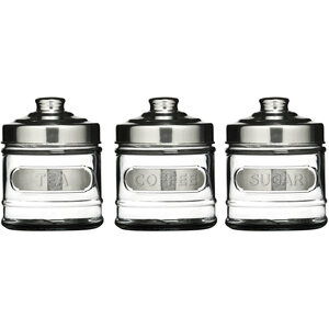 Luca Set of Three Glass Jars with Aluminium Lids