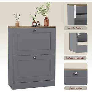 Vida Designs 2 Drawer Shoe Cabinet, White & Oak