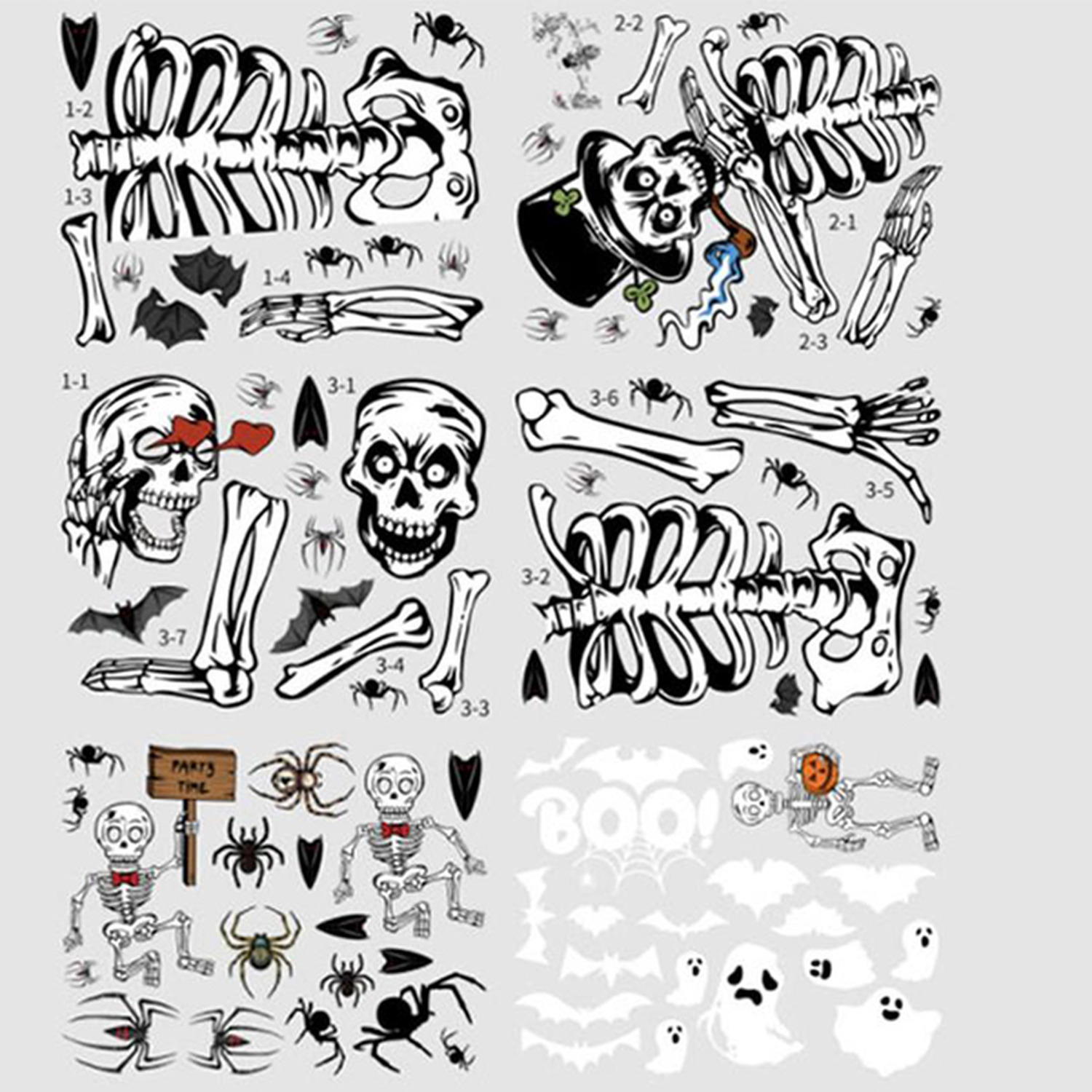 Halloween Skeleton Window Sticker - White