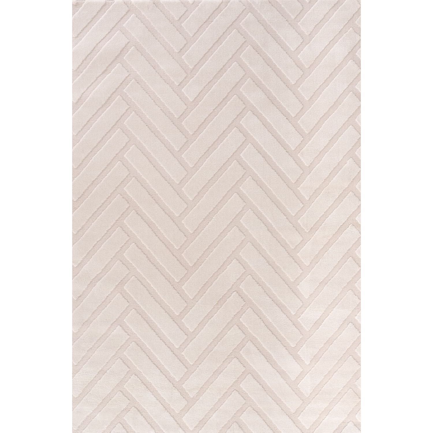 The Rugs Loft Chevron Design Textured Grey Rug 240X340 Cm - Ivory / 340.0Cm