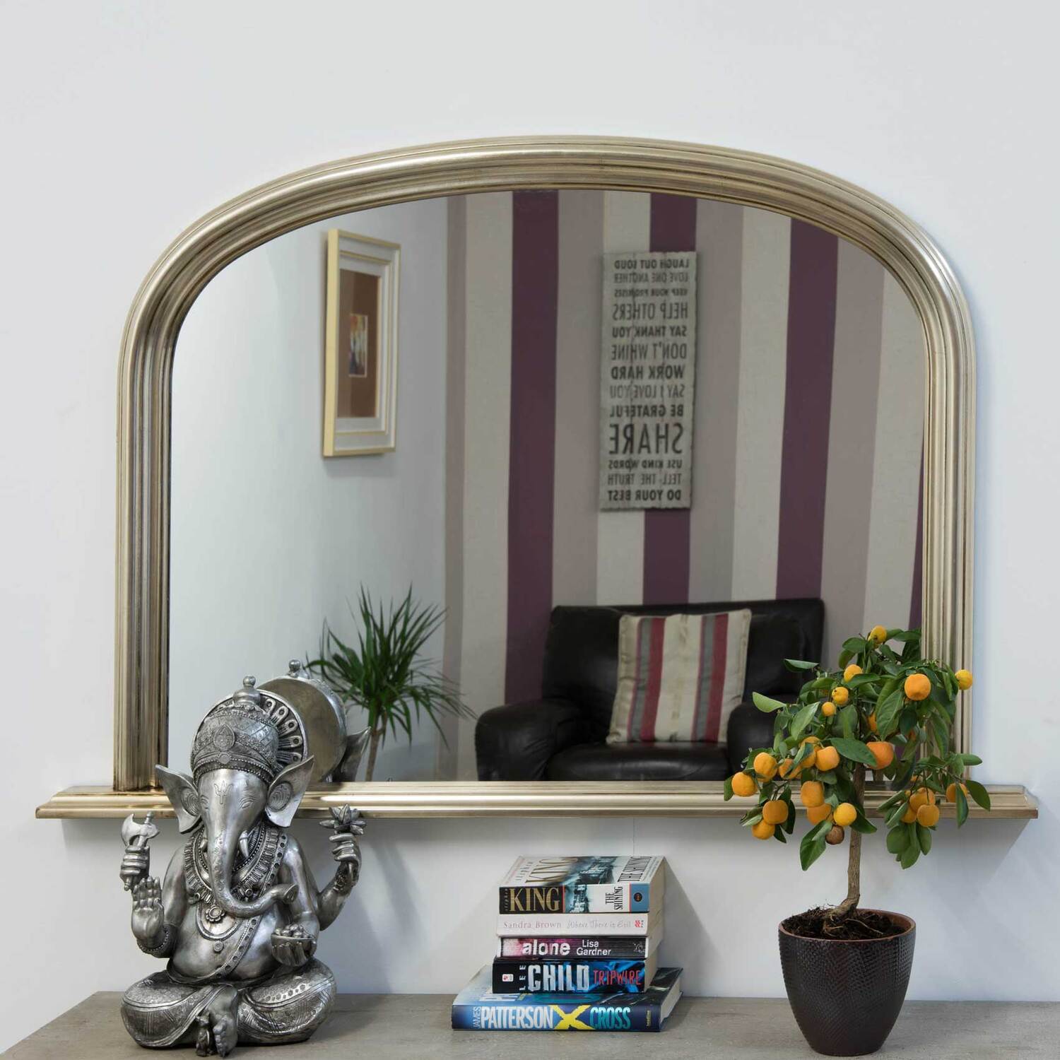 Image of Bowler Silver Elegant Large Overmantle Mirror&hellip;