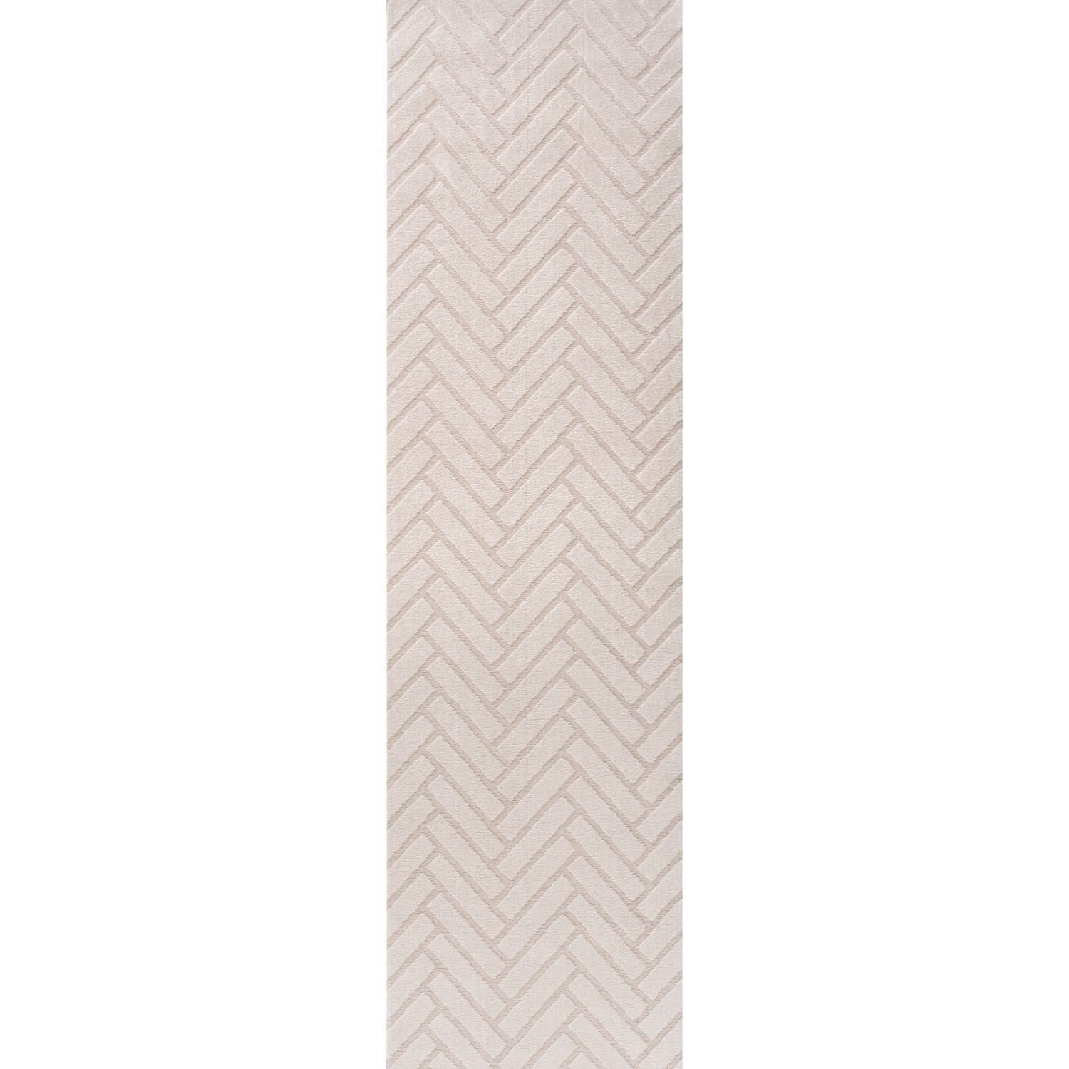 The Rugs Unisex Ivory Loft Herringbone Living Room Area Rug & Runners Soft Pile In | : 80 Cm X 300 Cm - Image 3