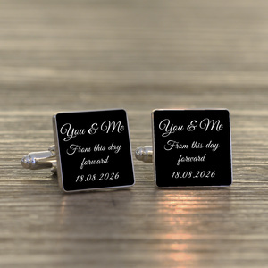 Personalised You & Me Cufflinks - Silver Finish