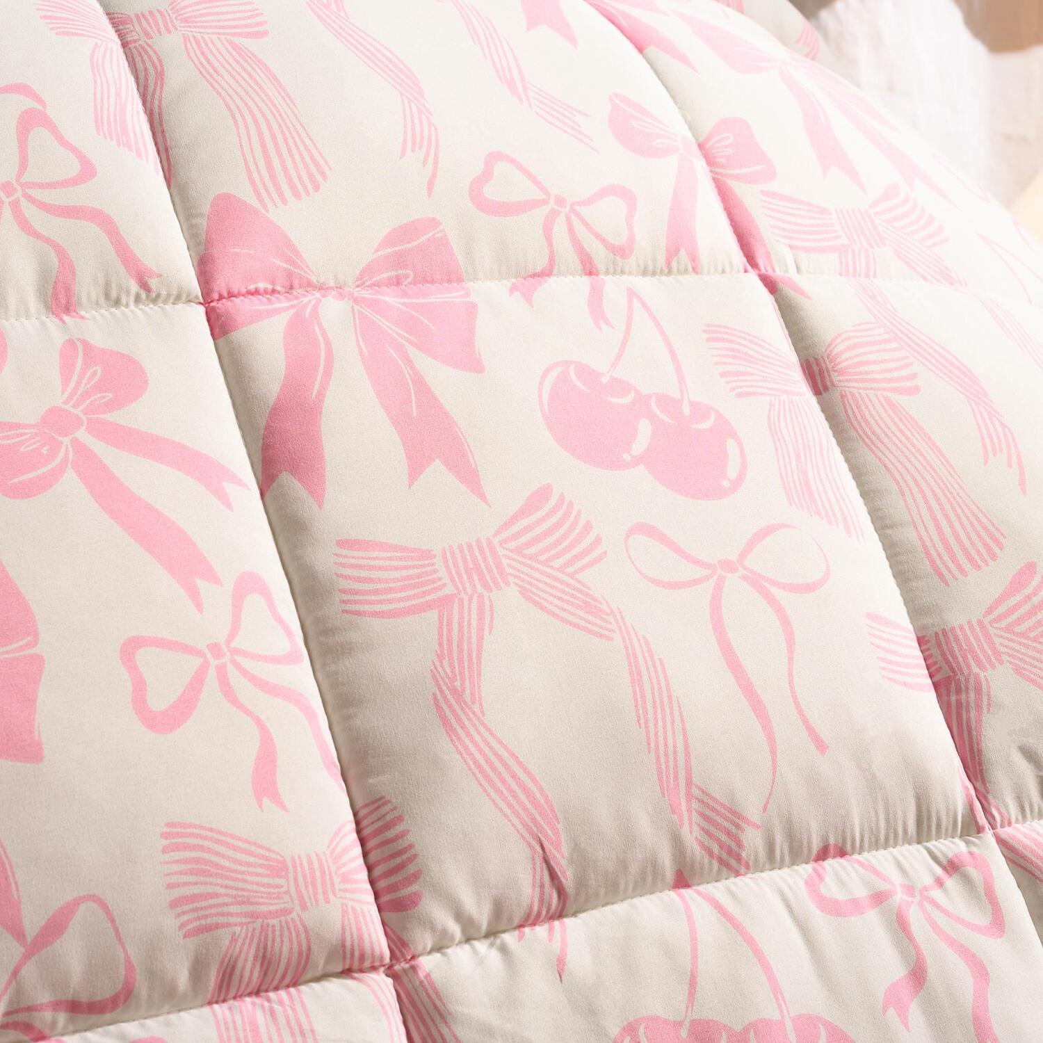 B&Q - Bows Frill Edge Coverless 7.5 Tog Duvet Set With PillowcasePink - Image 2