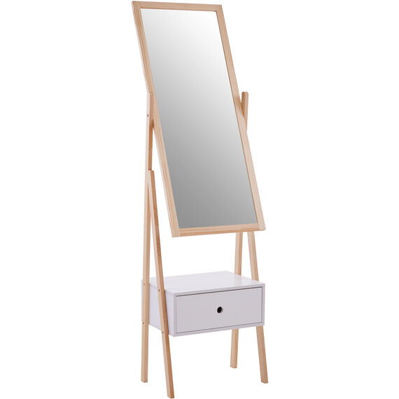 Rostok Single Drawer Floor Mirror