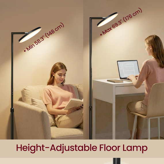 VASAGLE 36W adjustable LED floor lamp with rotatable head