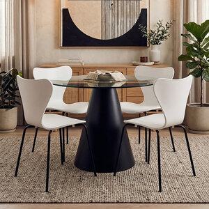 Laila White Seat and Black Legs Dining Chair