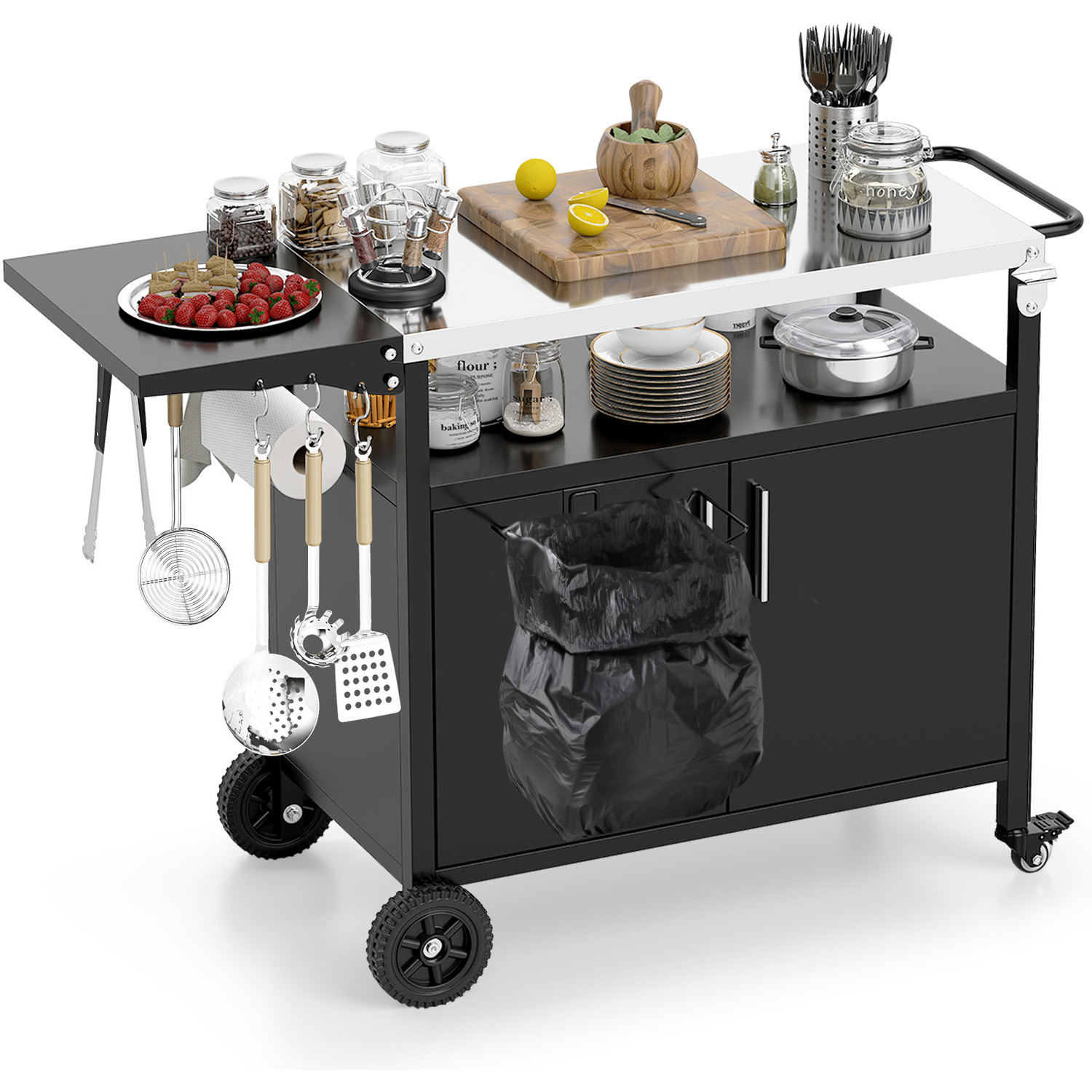 Bbq Storage Cart Table - Black