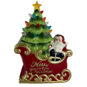LED Santa's Sleigh Cookie Jar Ornament