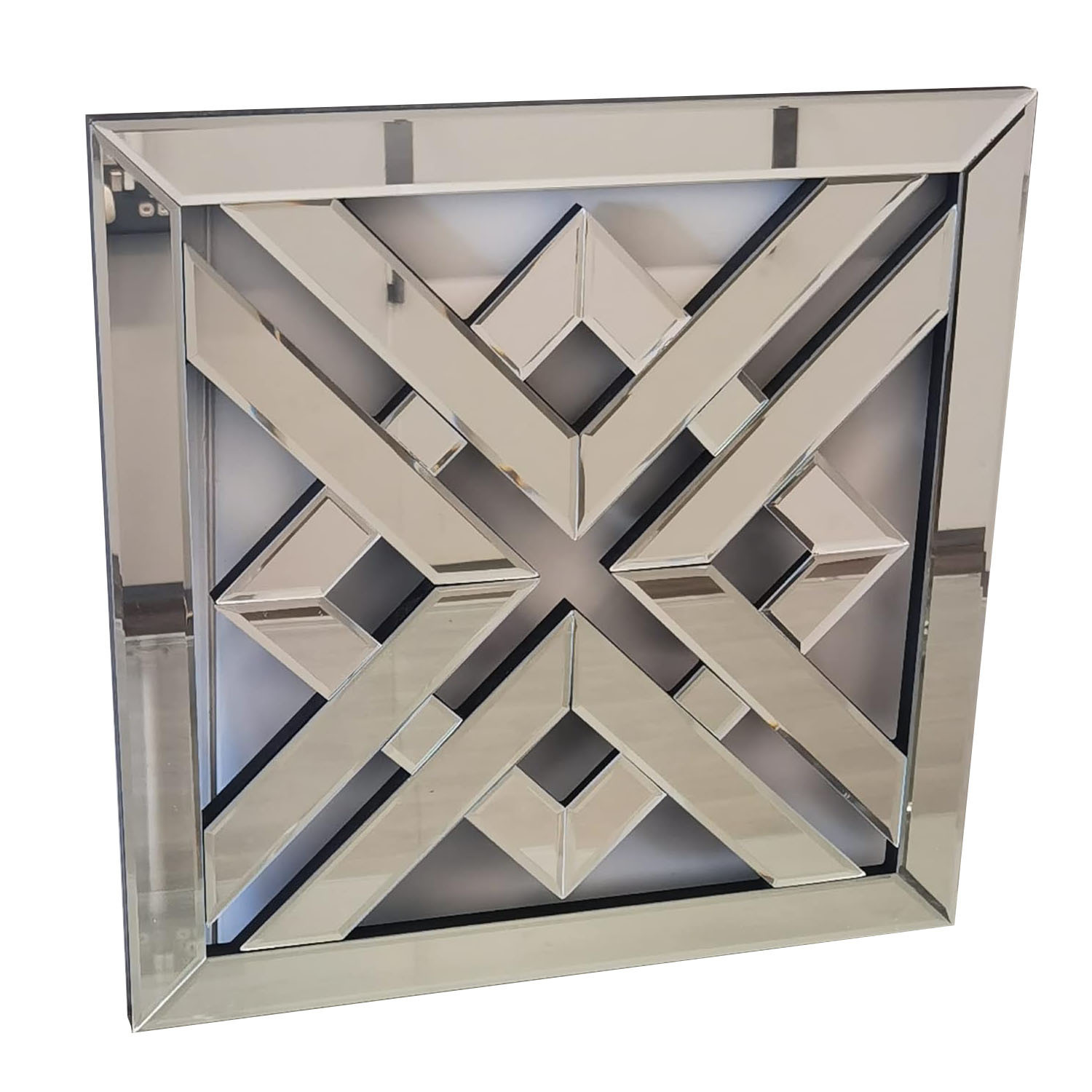 Geo Mirror Geometric Style Art Decor Decorative Mirror - Silver - Silver